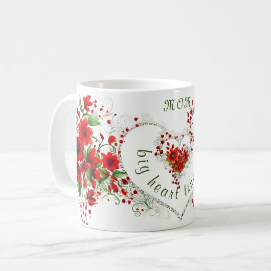Monogramm individuelle Name Rot Blume Kaffeetasse (Vorderseite Links)