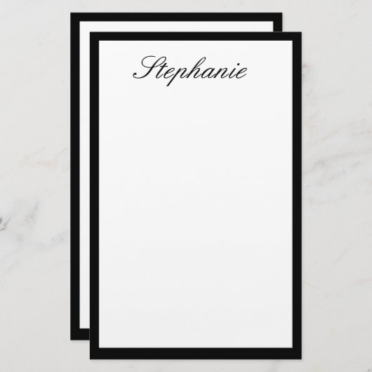 Monogramm Individuelle Name Schwarz-weiß Minimale Briefpapier (Vorne/Hinten)