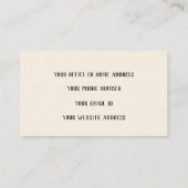 Monogramm Individuelle Name Schwarze Signatur Crem Visitenkarte (Rückseite)