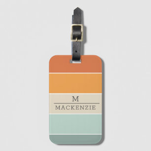 Monogramm Individuelle Name Streifen Peach Blue Co Gepäckanhänger