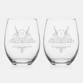 Monogramm Individuelle Name Verziert Personalisier Weinglas Ohne Stiel (Vorderseite)