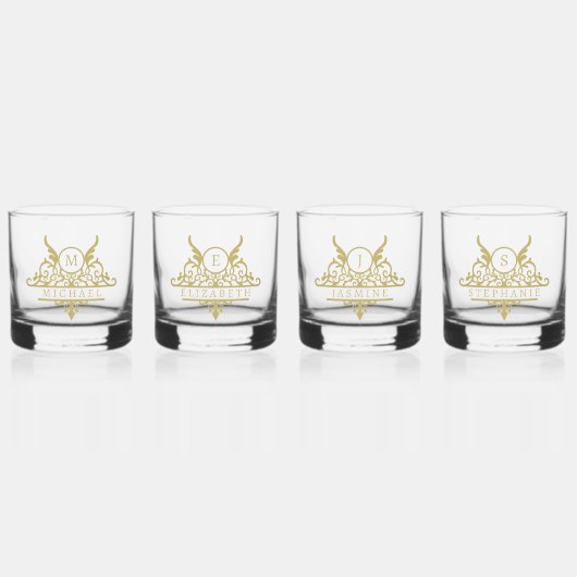 Monogramm Individuelle Name Verziert Personalisier Whiskyglas (Vorderseite)