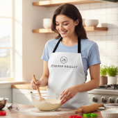 Monogramm Individuelle Name weiß und schwarz Schürze