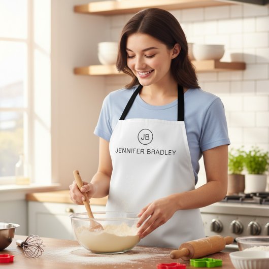 Monogramm Individuelle Name weiß und schwarz Schürze