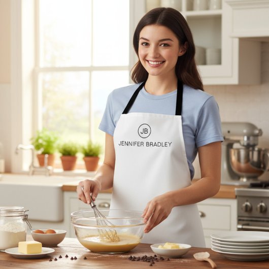 Monogramm Individuelle Name weiß und schwarz Schürze