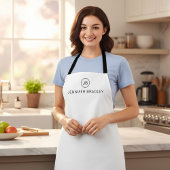 Monogramm Individuelle Name weiß und schwarz Schürze