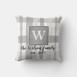 Monogramm individuelles Kissen grau-weiß kariert