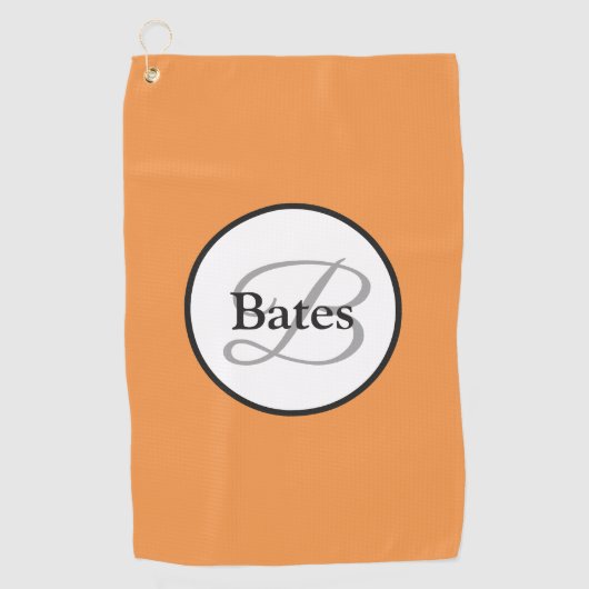 Monogramm individuelles orangefarbenes Golftuch Golfhandtuch (Vorderseite)