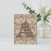 Monogramm Initial A Elegant Floral Postkarte (Stehend Vorderseite)