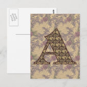 Monogramm Initial A Elegant Floral Postkarte (Vorne/Hinten)