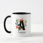 Monogramm Initial A Floral Botanica Kräne Tasse (Links)