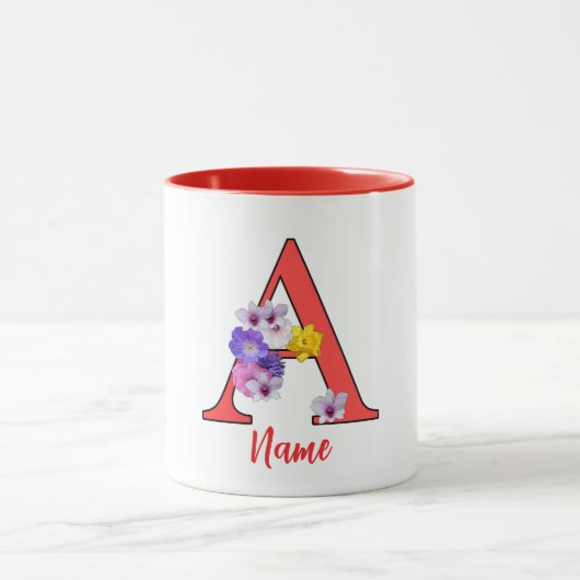 Monogramm Initial A Floral Tasse (Zentrum)
