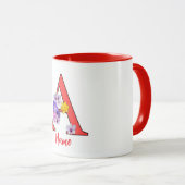 Monogramm Initial A Floral Tasse (VorderseiteRechts)