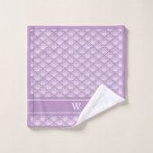Monogramm Initial Abstraktes Lila Blumenmuster Badhandtuch Set (Waschlappen)