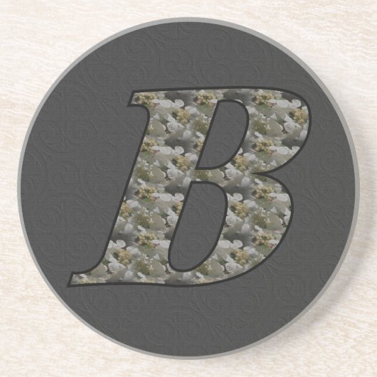 Monogramm Initial B Hydrangea Floral Drink Unterse Sandstein Untersetzer (Vorne)