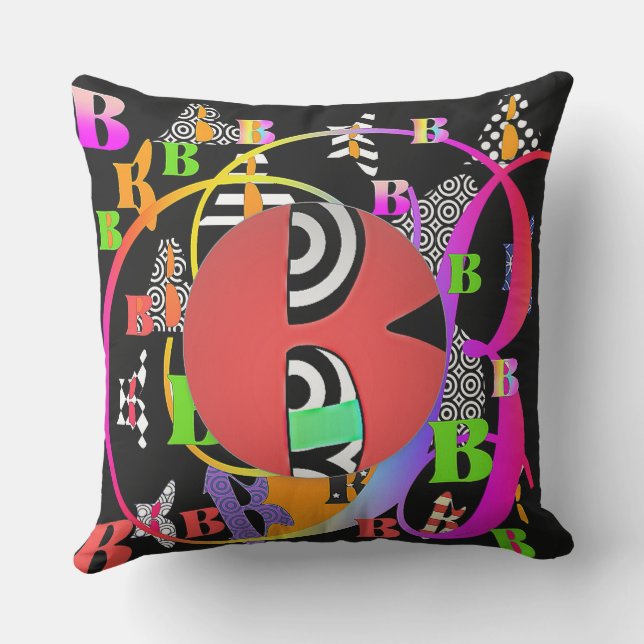 Monogramm Initial B Multi Kissen (Rückseite)
