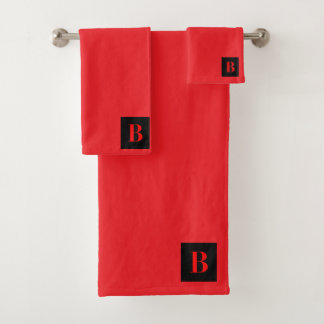 Monogramm Initial B Red Badhandtuch Set