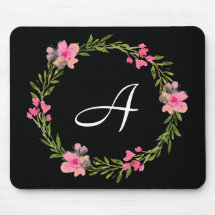 Monogramm Initial Black Floral