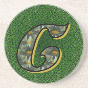 Monogramm Initial C Black Daisies Drink Untersetze Sandstein Untersetzer
