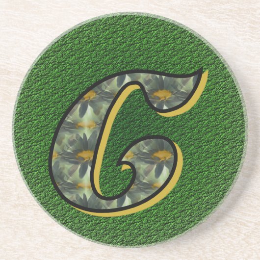 Monogramm Initial C Black Daisies Drink Untersetze Sandstein Untersetzer (Vorne)