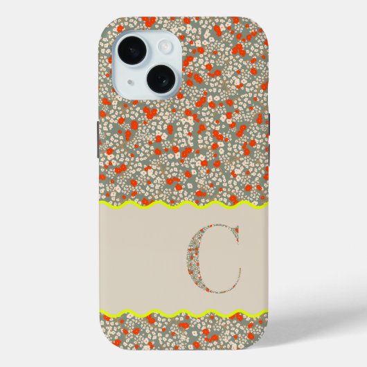 MONOGRAMM INITIAL C GRÜNE UND ROTE KLEINE BLUME Case-Mate iPhone HÜLLE (Rückseite)