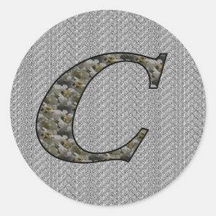 Monogramm Initial C Hydrangea Floral Sticker