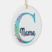 Monogramm Initial C Rainbow Star-Design Keramik Ornament (Rechts)