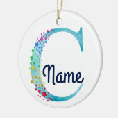 Monogramm Initial C Rainbow Star-Design Keramik Ornament (Links)