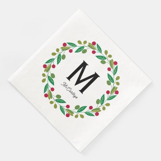 Monogramm initial - Chrismas-Kranz Serviette (Ecke)