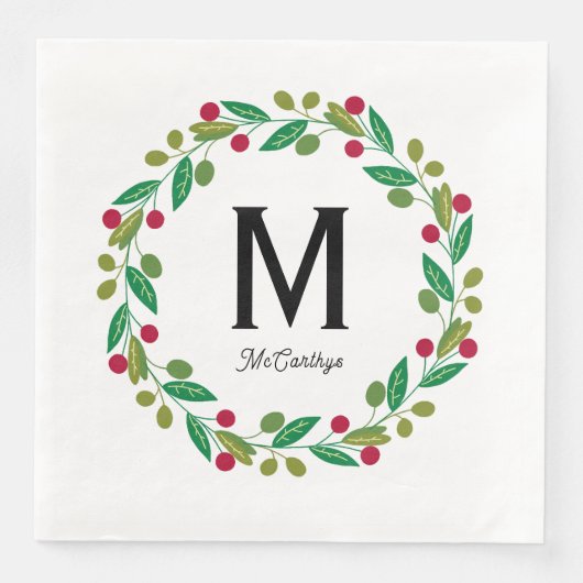 Monogramm initial - Chrismas-Kranz Serviette (Vorderseite)