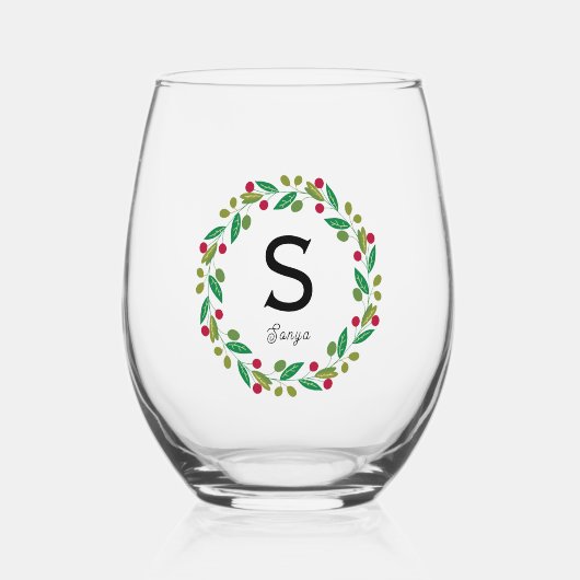 Monogramm initial - Christmas Weinglas Ohne Stiel (Vorderseite)