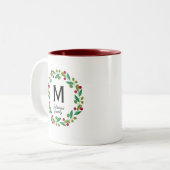 Monogramm initial - Christmas Zweifarbige Tasse (Vorderseite Links)