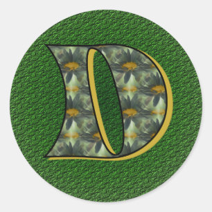 Monogramm Initial D Black Daisies Aufkleber