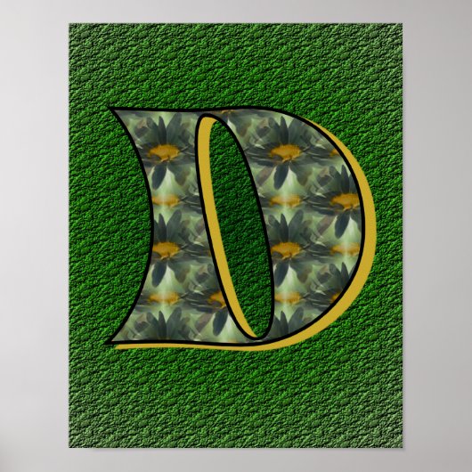 Monogramm Initial D Gänseblümchen-Blumenkunst Poster (Vorne)
