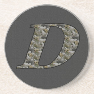 Monogramm Initial D Hydrangea Floral Drink Unterse Sandstein Untersetzer