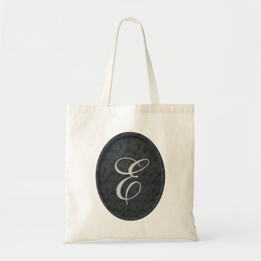 Monogramm Initial E Black Floral Tote Bag Tragetasche (Vorne)