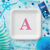 Monogramm Initial Elegante Individuelle Name Rosa  Pappteller (Party)
