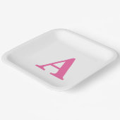 Monogramm Initial Elegante Individuelle Name Rosa  Pappteller (Gewinkelt)