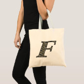 Monogramm Initial F Hydrangea Floral Tote Bag Tragetasche (Vorderseite (Produkt))
