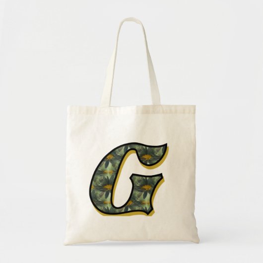 Monogramm Initial G Black Daisies Tote Bag Tragetasche (Vorne)