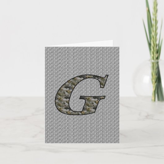 Monogramm Initial G Hydrangea Floral Card (Vorderseite)