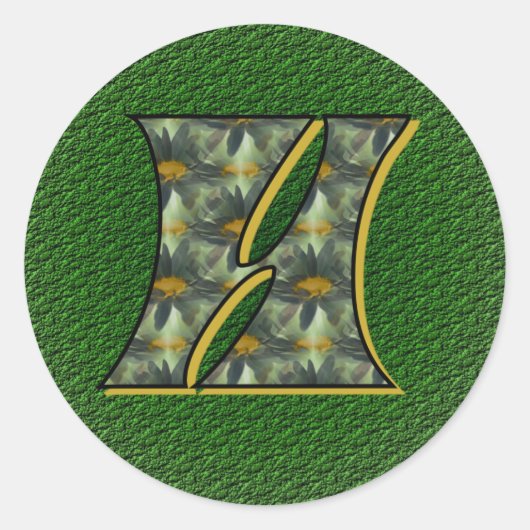 Monogramm Initial H Black Daisies Sticker (Vorderseite)