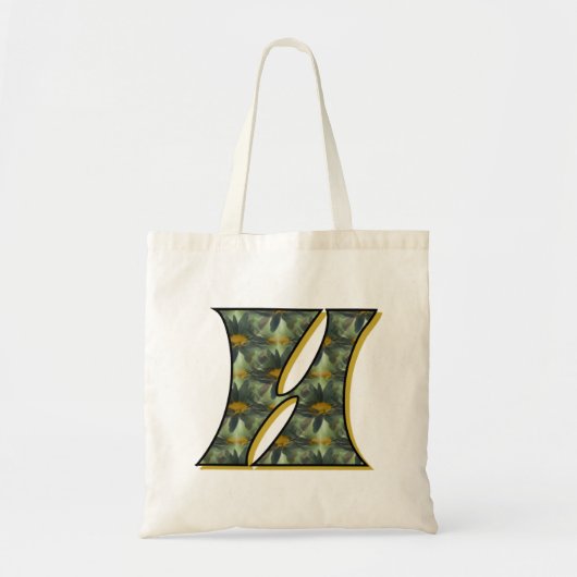 Monogramm Initial H Black Daisies Tote Bag Tragetasche (Vorne)