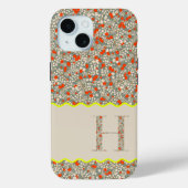 MONOGRAMM INITIAL H GRÜNE UND ROTE KLEINE BLUME Case-Mate iPhone HÜLLE (Rückseite)