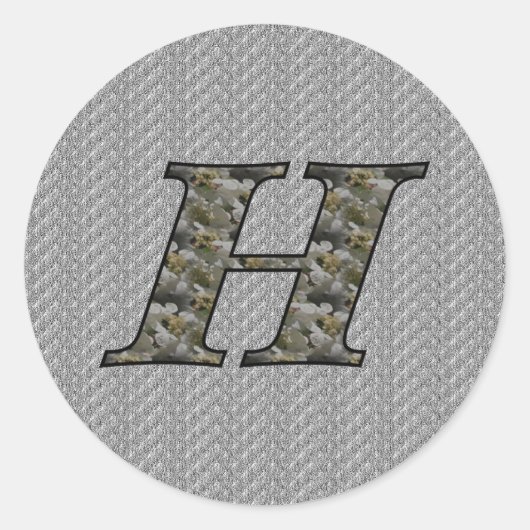 Monogramm Initial H Hydrangea Floral Sticker (Vorderseite)