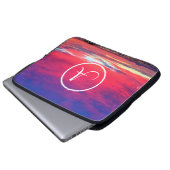 Monogramm Initial Hot Pink Blue Sunset Foto Einfac Laptopschutzhülle (Vorne Knopf)