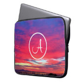 Monogramm Initial Hot Pink Blue Sunset Foto Einfac Laptopschutzhülle (Vorderseite Links)