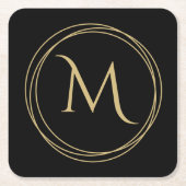 Monogramm Initial in Circles Rechteckiger Pappuntersetzer (Vorderseite)