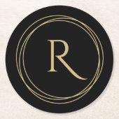Monogramm Initial in Circles Runder Pappuntersetzer (Vorderseite)