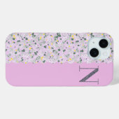 MONOGRAMM INITIAL IN LILAC-KLEINEN BLUME Case-Mate iPhone HÜLLE (Rückseite (Horizontal))